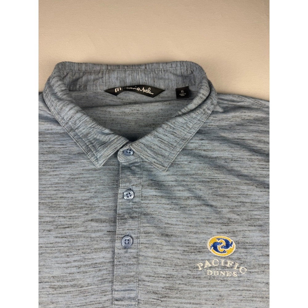 Travis Mathew Polo XL Blue Pacific Dunes Space Dye Heathered Golf Shirt - Picture 2 of 5